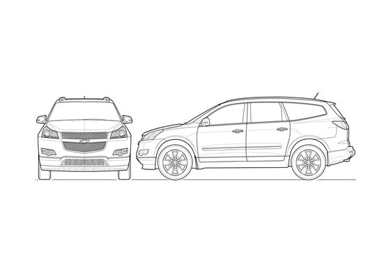 Download drawing Chevrolet Traverse SUV 2008 in ai pdf png svg formats